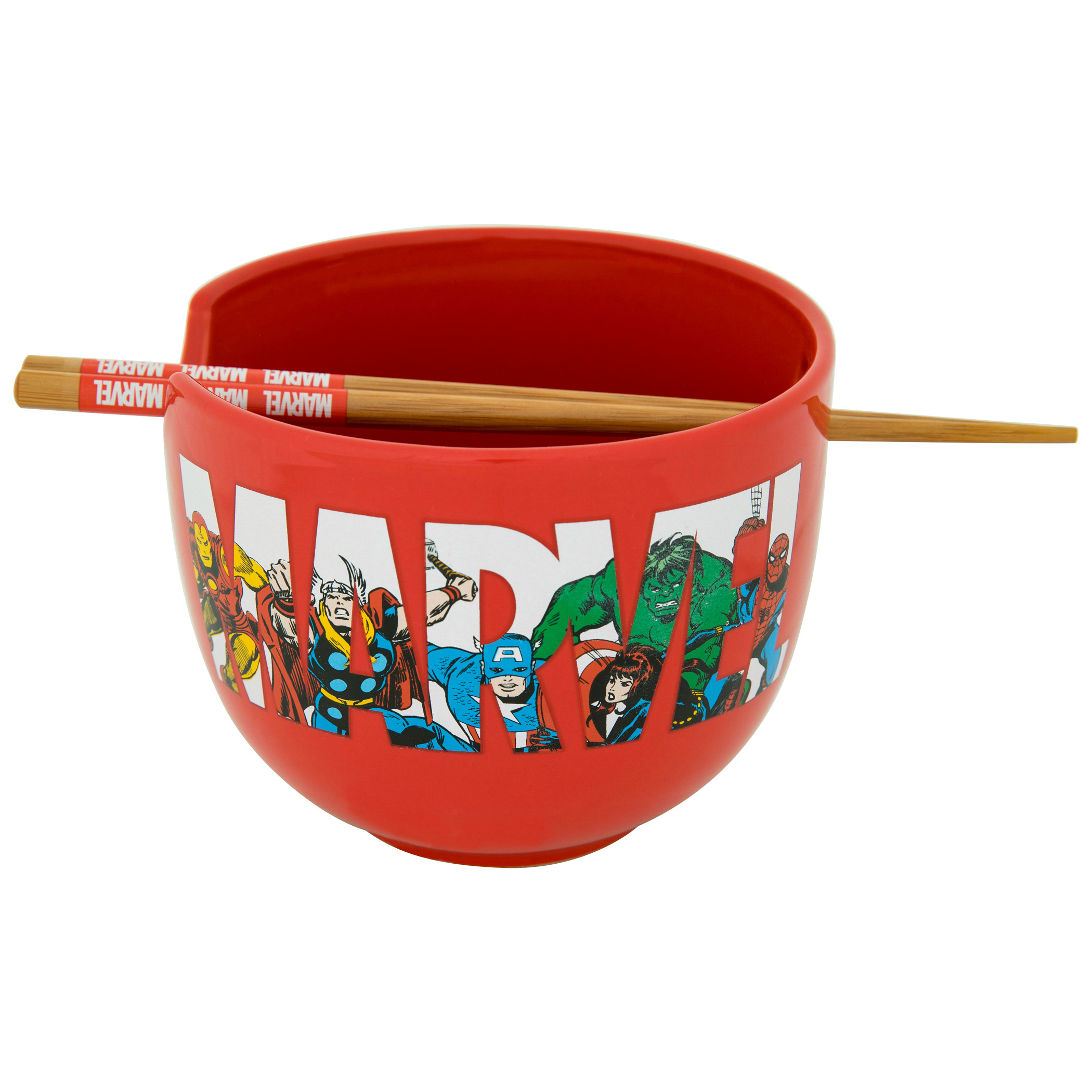 Marvel Retro Hero Logo Ramen Bowl with Chopsticks